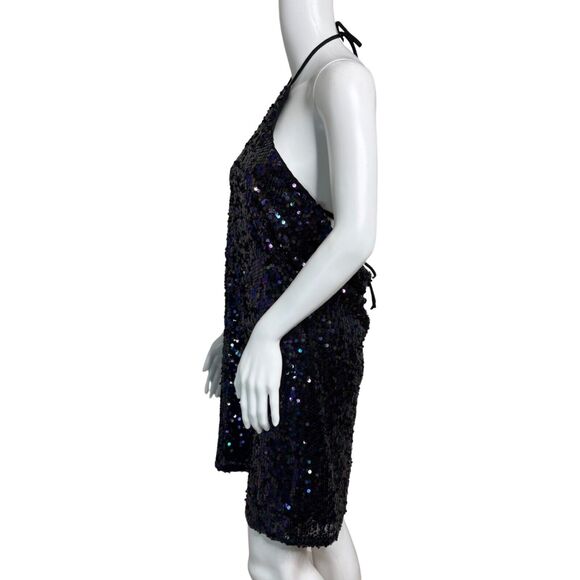 Jolt Dress Womens Small Black Multi Allover‎ Sequin Mini Shimmer Sparkle Party - Picture 3 of 8